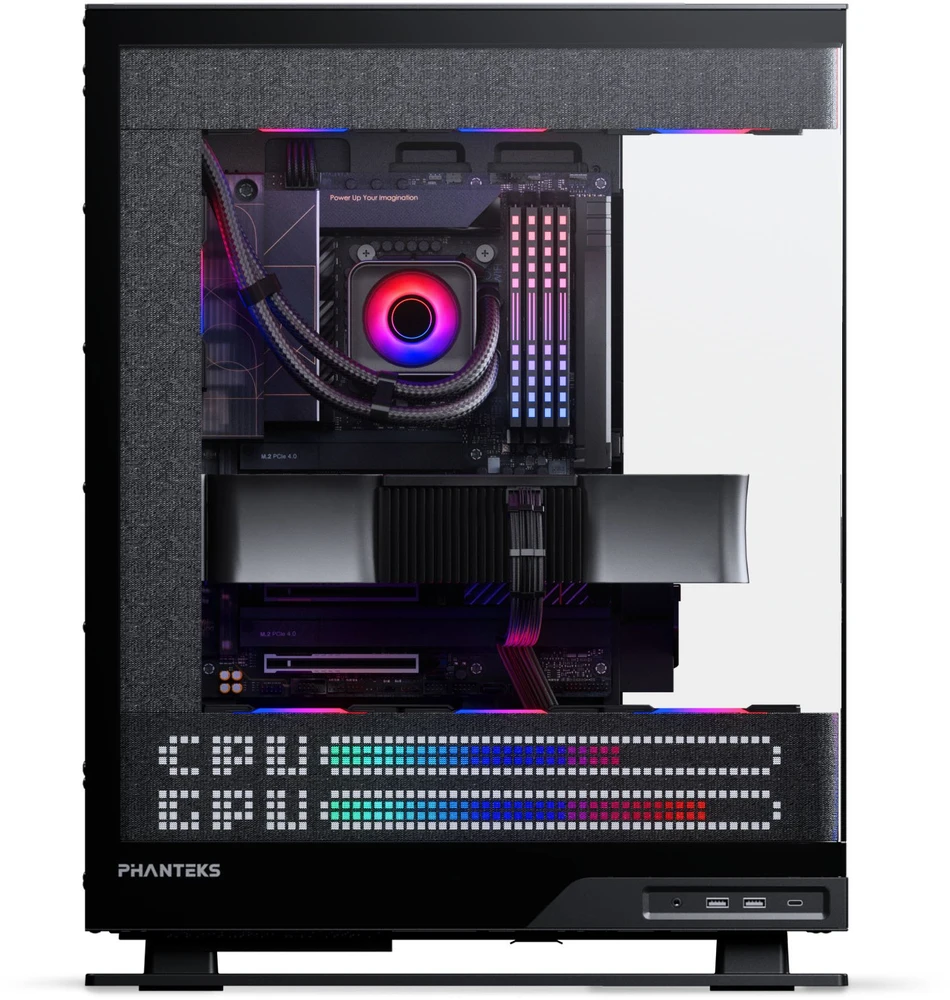 „Phanteks Evolv X2 Matrix“ kompiuterio korpusas, vidutinio bokšto tipo, E-ATX, grūdintas stiklas, „Matrix LED“ – Juodas