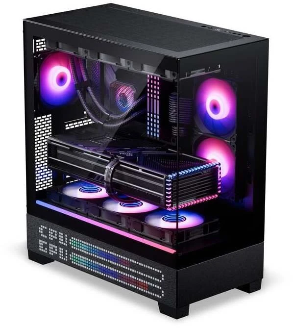 „Phanteks XT View Matrix“ kompiuterio korpusas, vidutinio bokšto tipo, E-ATX, grūdintas stiklas, „Matrix LED“ – Juodas