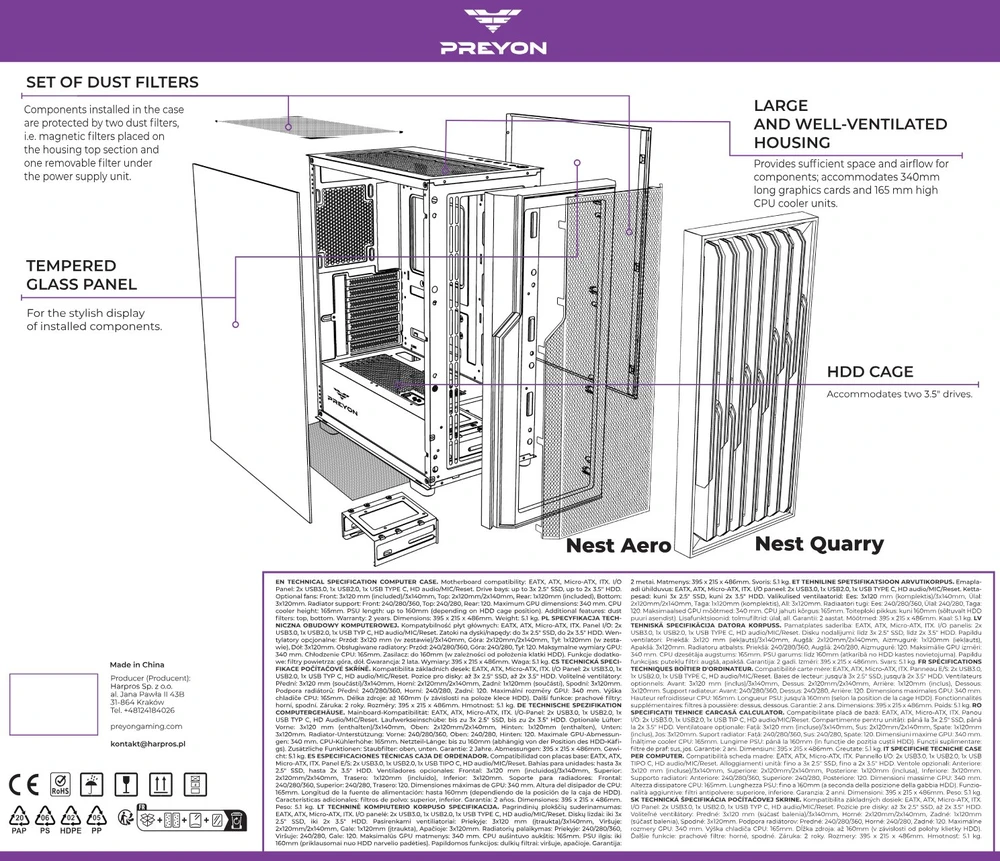 Obudowa PREYON Nest Aero ARGB (PNA04B)