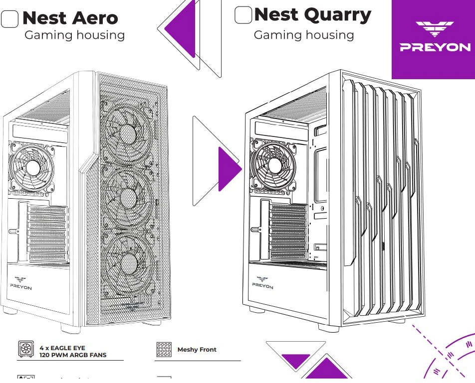 Obudowa PREYON Nest Aero ARGB (PNA04B)