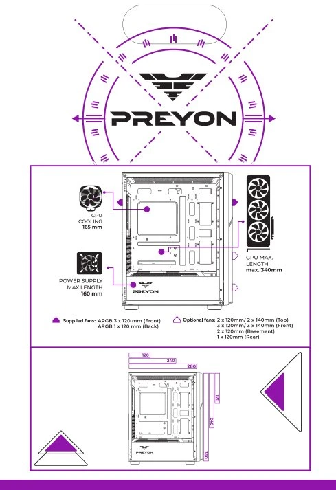 Obudowa PREYON Nest Aero ARGB (PNA04B)