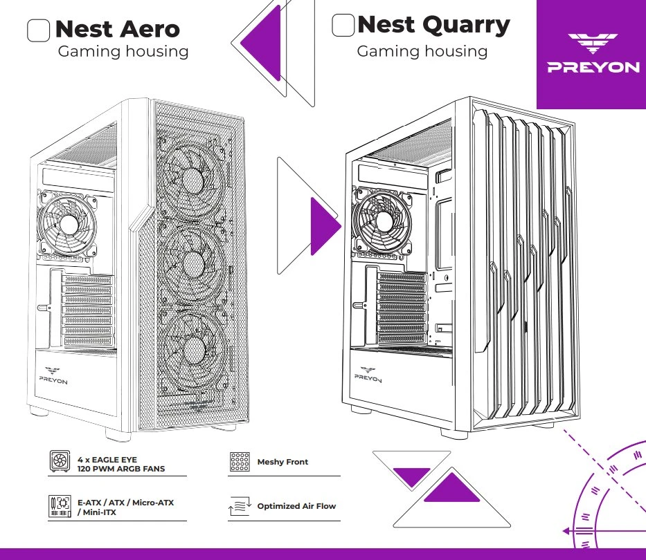 Obudowa PREYON Nest Quarry ARGB (PNQ04B)