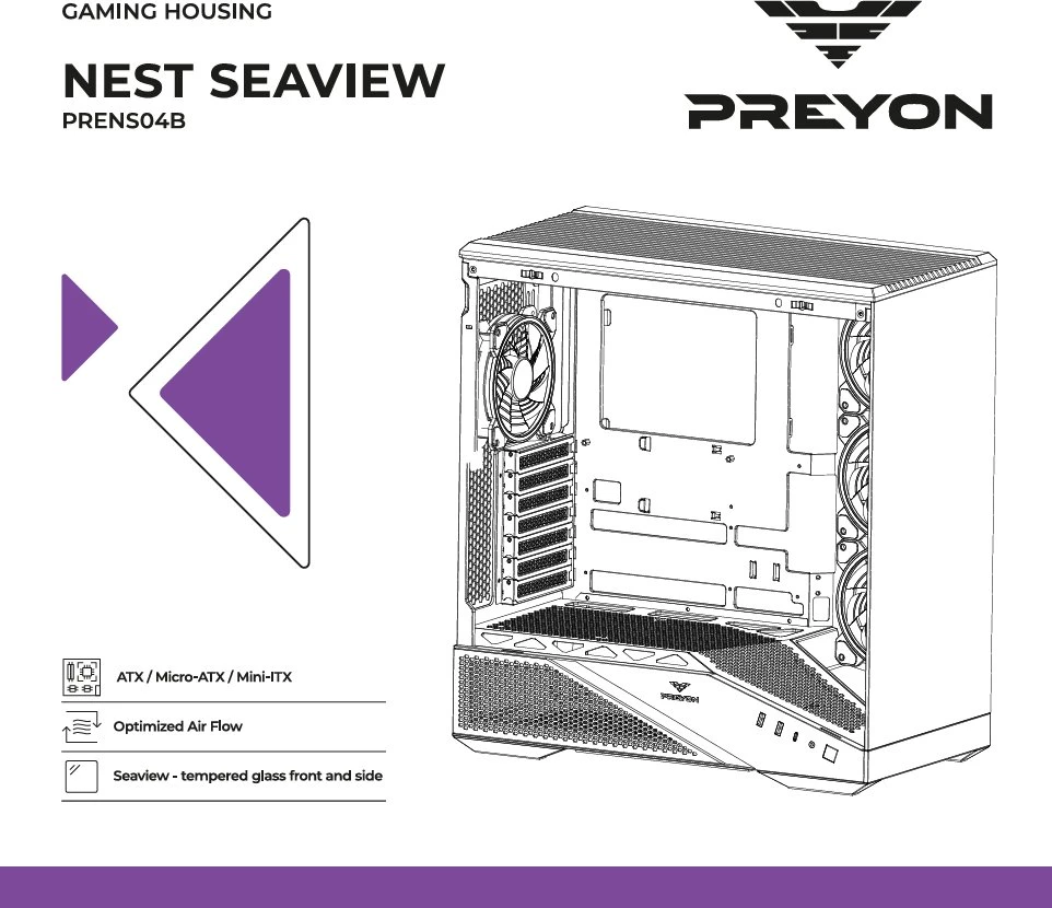 Korpusas PREYON Nest Seaview ARGB (PSV04B)