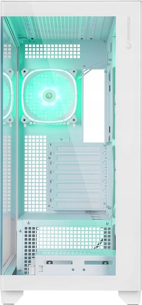 „Rampage Hydra V1“ kompiuterio korpusas, 4x USB C/USB A ARGB ventiliatorius + šakotuvas, Balta