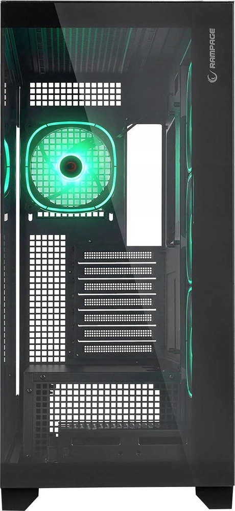 „Rampage Hydra V1“ kompiuterio korpusas, 4x USB C/USB A ARGB ventiliatorius + šakotuvas, juodas