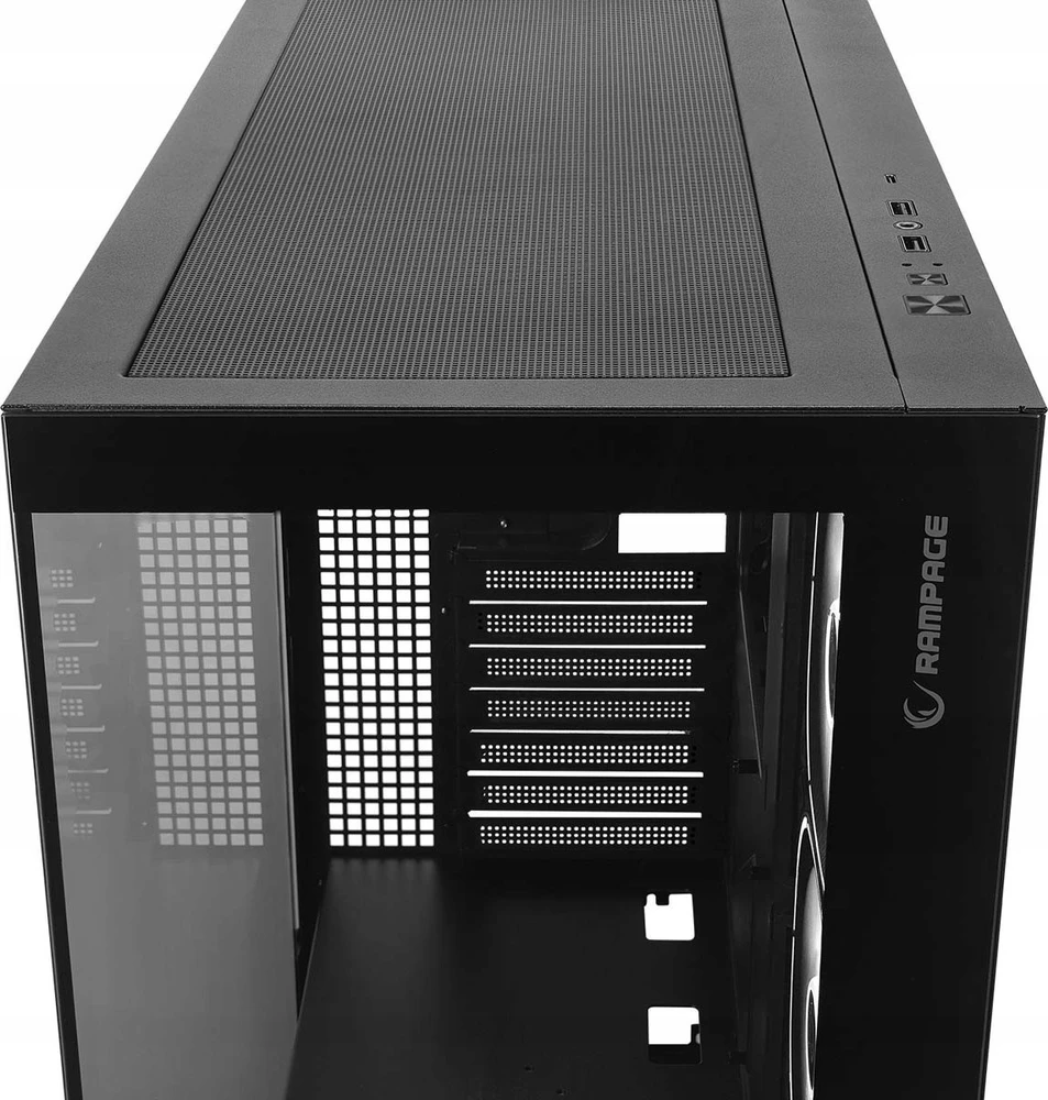 „Rampage Hydra V1“ kompiuterio korpusas, 4x USB C/USB A ARGB ventiliatorius + šakotuvas, juodas