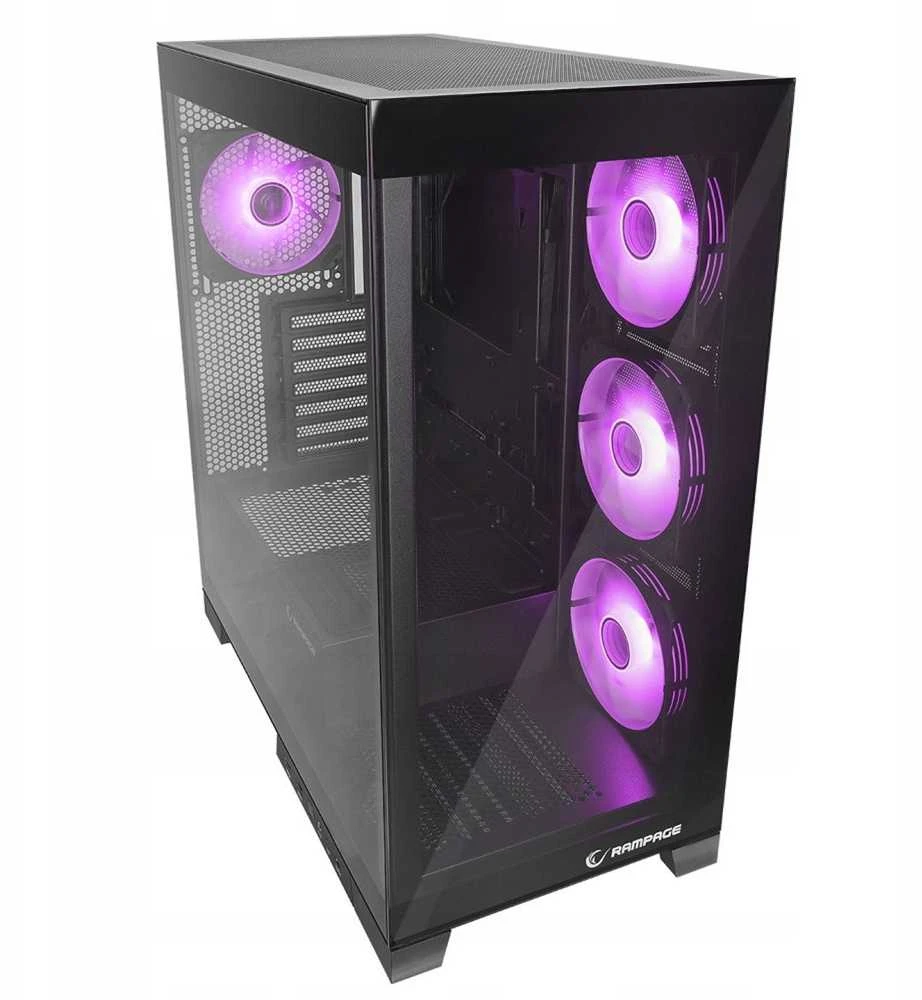 Rampage Hydra V2 kompiuterio dėklas akvariumui, 4 ventiliatoriams, ARGB, juodas