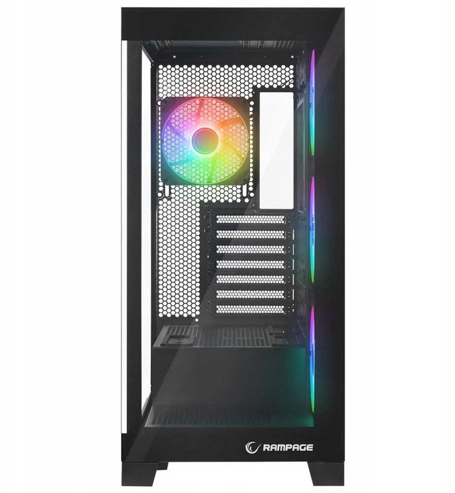 Rampage Hydra V2 kompiuterio dėklas akvariumui, 4 ventiliatoriams, ARGB, juodas