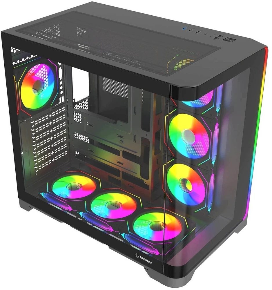 Rampage LYRON Gamingowa obudowa PC Mid Tower 7xFan ARGB PWM juoda