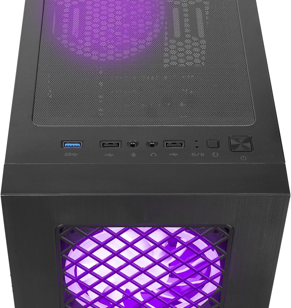 Rampage PLAID V1 kompiuterio korpusas su langeliu, 4x 120mm RGB ventiliatorius, juodas