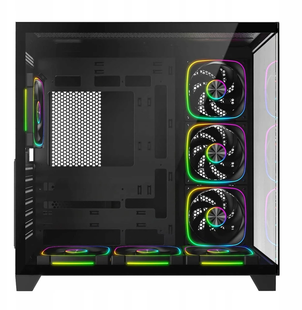 „Rampage“ grūdinto stiklo kompiuterio korpusas „SEALITE 7x Juoda PWM ARGB“ ventiliatorius