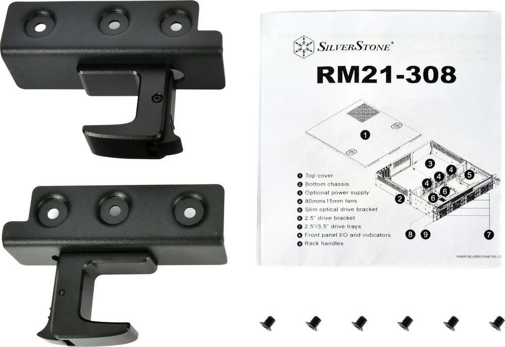 SilverStone RM21–308 Rackmount Serverio dėklas, 2U, Micro–ATX – juoda