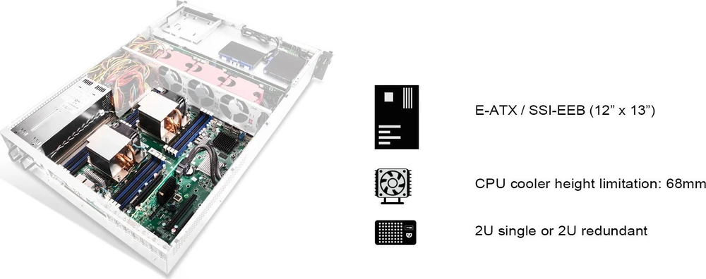 Serveris SilverStone RM22-308 Rackmount Server Gehäuse, 2U, E-ATX - juodas
