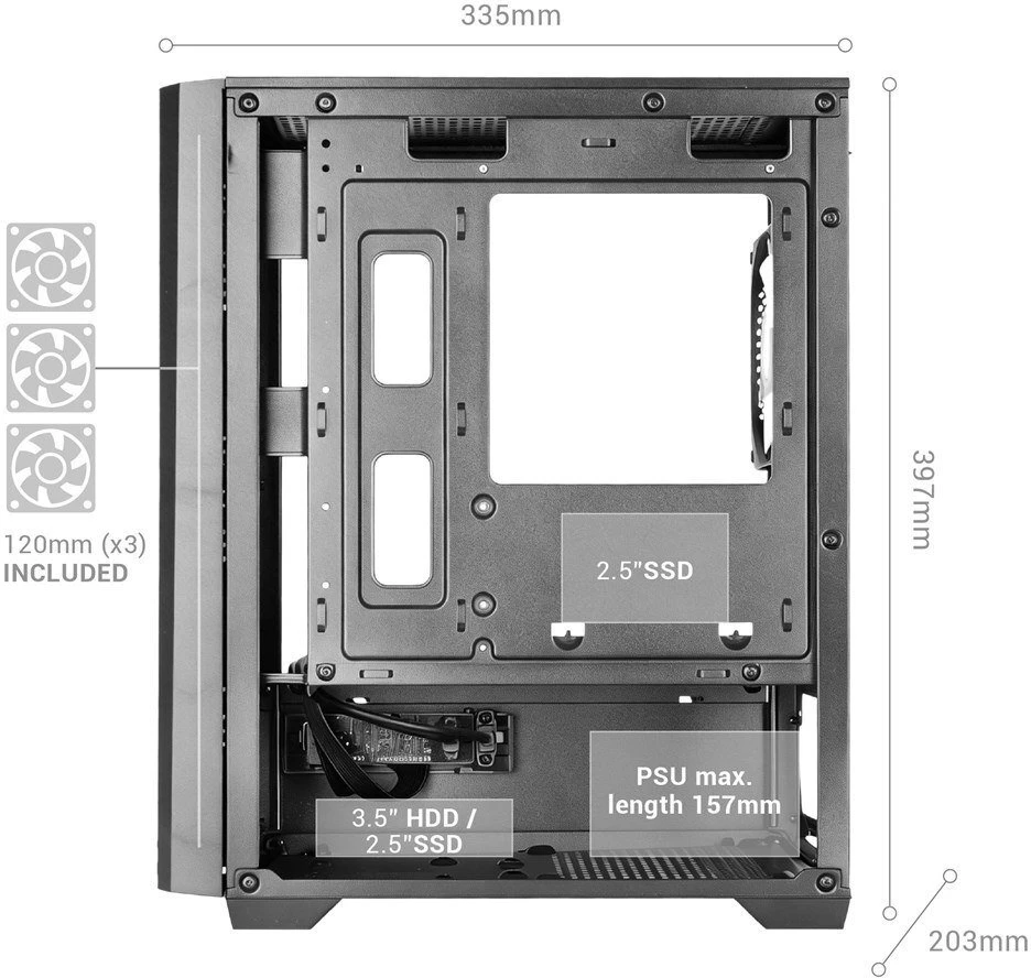 „Tacens Mars Gaming MCVECTOR“ kompiuterio korpusas Mini Tower Juodas