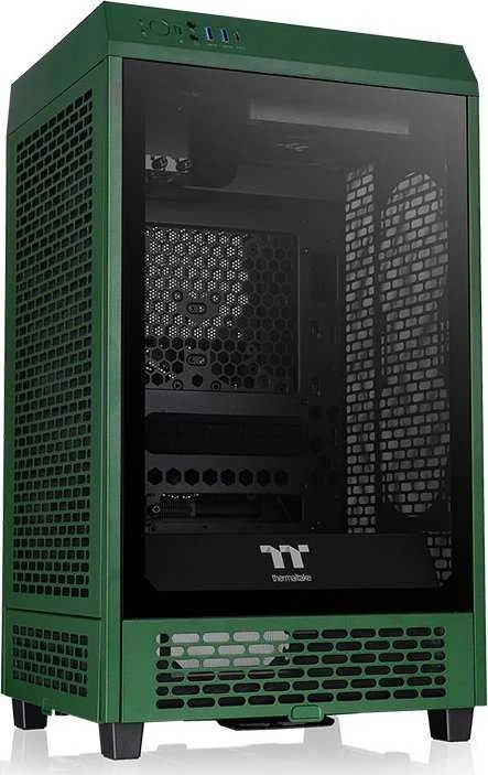 „Thermaltake The Tower 200“, bokšto tipo korpusas – tamsiai žalias, grūdintas stiklas
