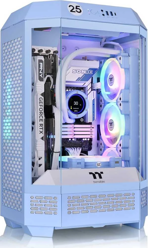THERMALTAKE The Tower 300 Micro-Tower Micro-ATX korpuso peržiūros langas mėlynas