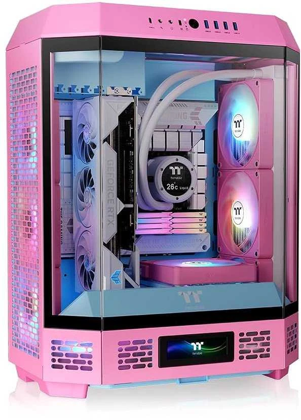 Rožinė Thermaltake „The Tower 600“ burbulinė rožinė