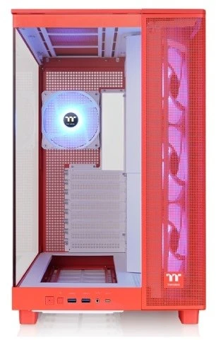 „Thermaltake View 380 XL TG ARGB“, bokšto tipo korpusas – raudonas, grūdintas stiklas x 2
