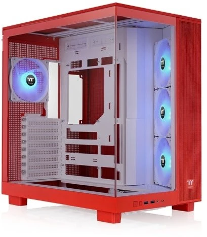 „Thermaltake View 380 XL TG ARGB“, bokšto tipo korpusas – raudonas, grūdintas stiklas x 2