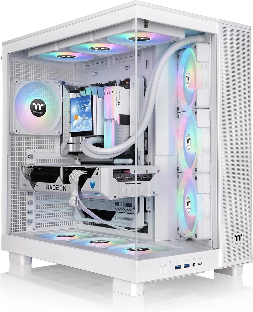 „Thermaltake View 380 XL TG ARGB“, bokšto tipo korpusas – baltas, grūdintas stiklas x 2