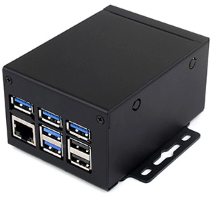 Raspberry Pi 5 pramoninis metalinis korpusas ant DIN bėgelio – Waveshare 26087