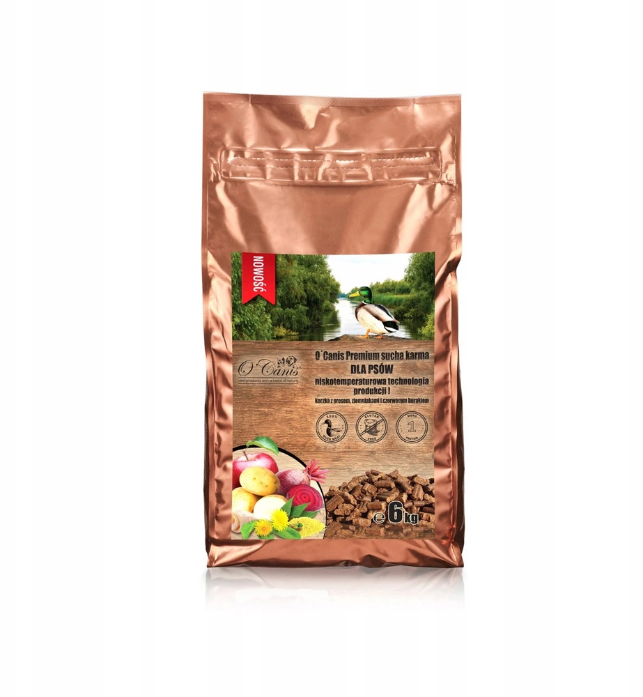 Šunų Maistas - O'Canis Premium Anties Sausas Maistas 6kg Be Glitimo 26% Baltymų