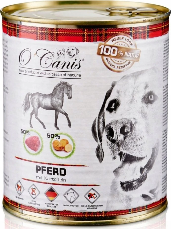 O'CANIS Arkliena su bulvėmis - šlapias šunų maistas - 800g