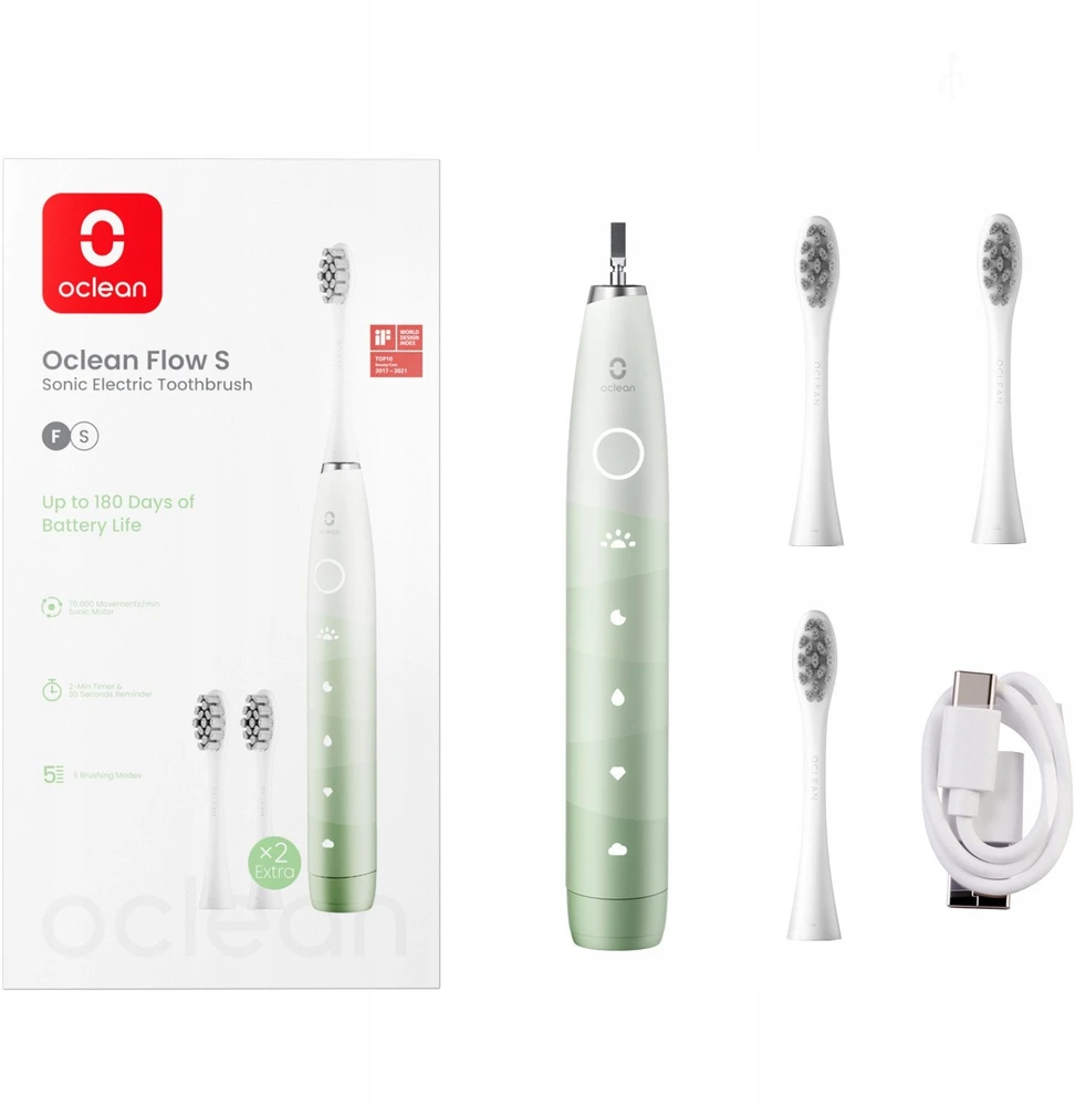 Oclean Elektrinis dantų šepetėlis Flow S Žalias
