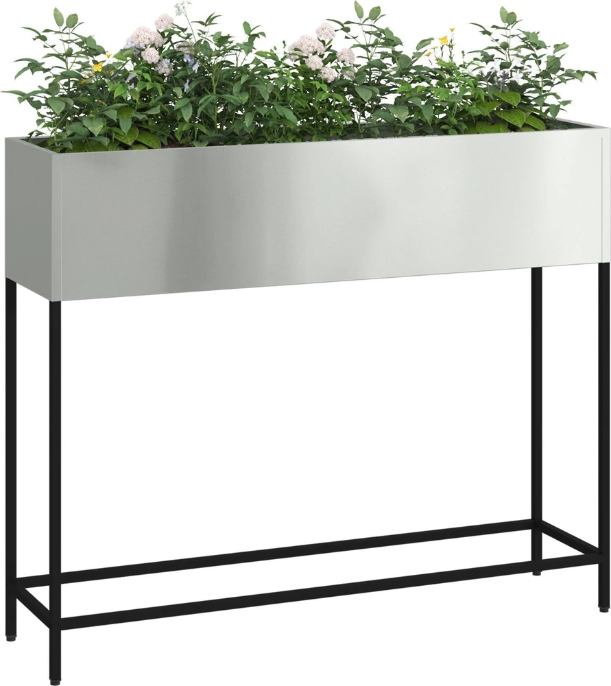 Pakeltas Sodo Vazonas Sidabro 100 x 26 x 82 cm Cinkuota plienas