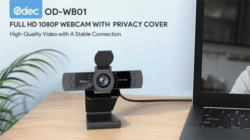ODEC OD-WB01 Stream Series Dual-Mic Full HD internetinė kamera su 1/3" CMOS jutikliu juodos spalvos