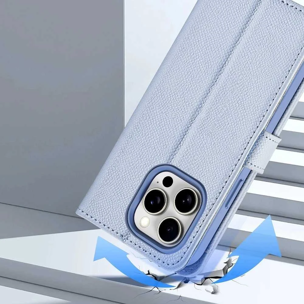 Dux Ducis Lawa Leather dėklas skirtas Apple iPhone 15 Pro Max – mėlynos spalvos