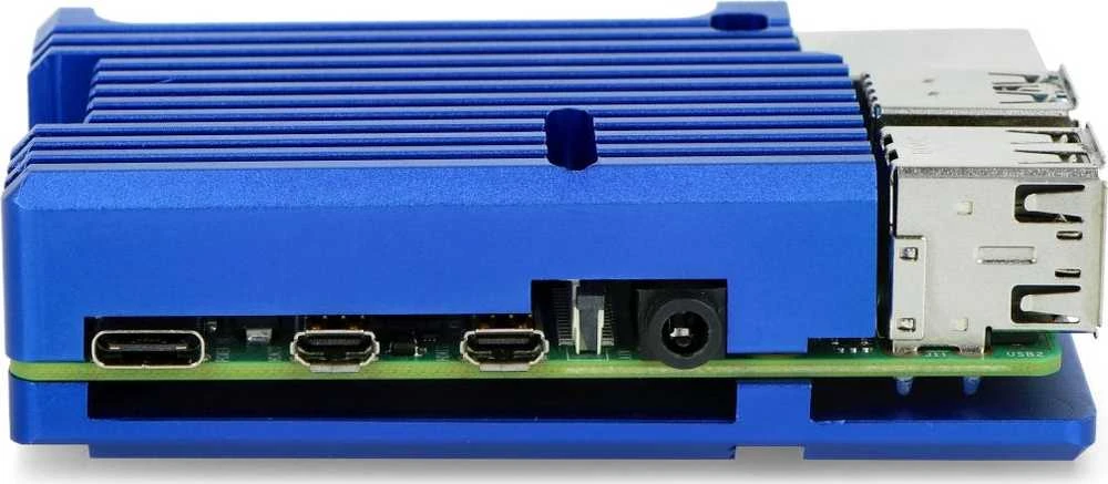 Odseven Raspberry Pi 4B aliumininis radiatorius - dėžutė mėlynos spalvos
