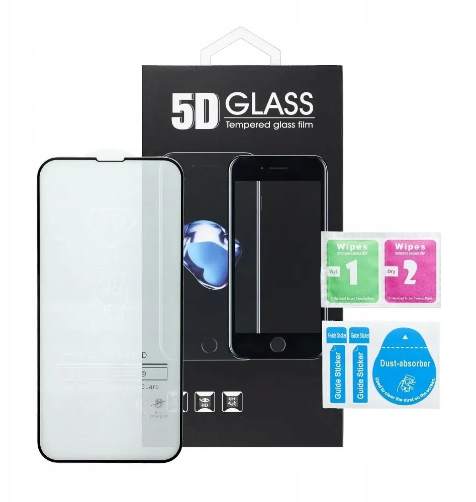 OEM 5D visiškai klijuojamas grūdintas stiklas - iPhone 17 Pro Max (MATINIS) juodas