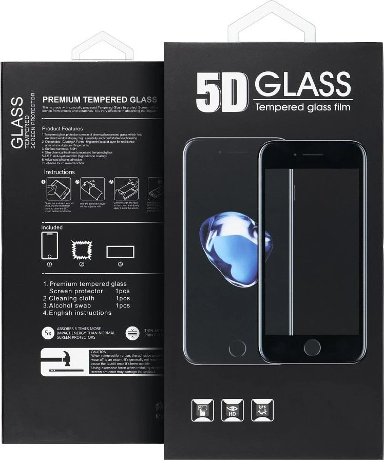 OEM 5D visiškai klijuojamas grūdintas stiklas - iPhone 15 Plus / 16 Plus juodas
