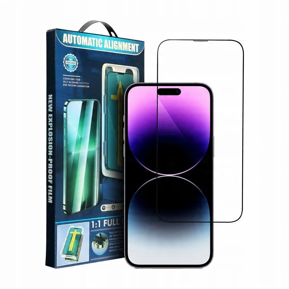 Oem 5D Full Glue Tempered Glass for iPhone 15 with applicator juodas