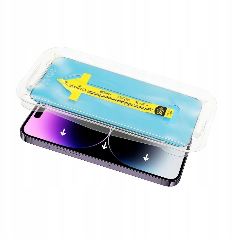 Oem 5D Full Glue Tempered Glass for iPhone 15 with applicator juodas