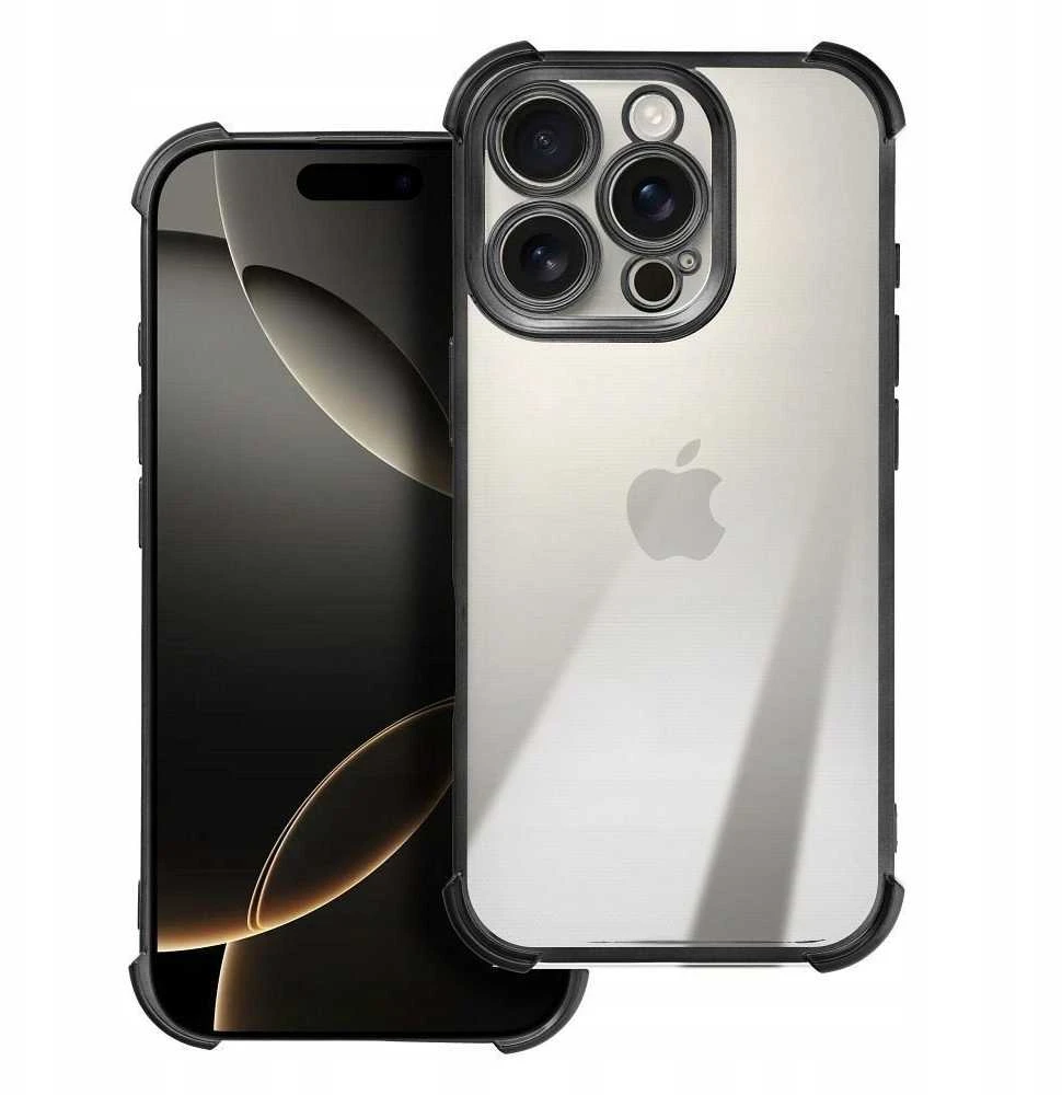 OEM dėklas, skirtas iPhone 16 PLUS, atsparus smūgiams, juodas