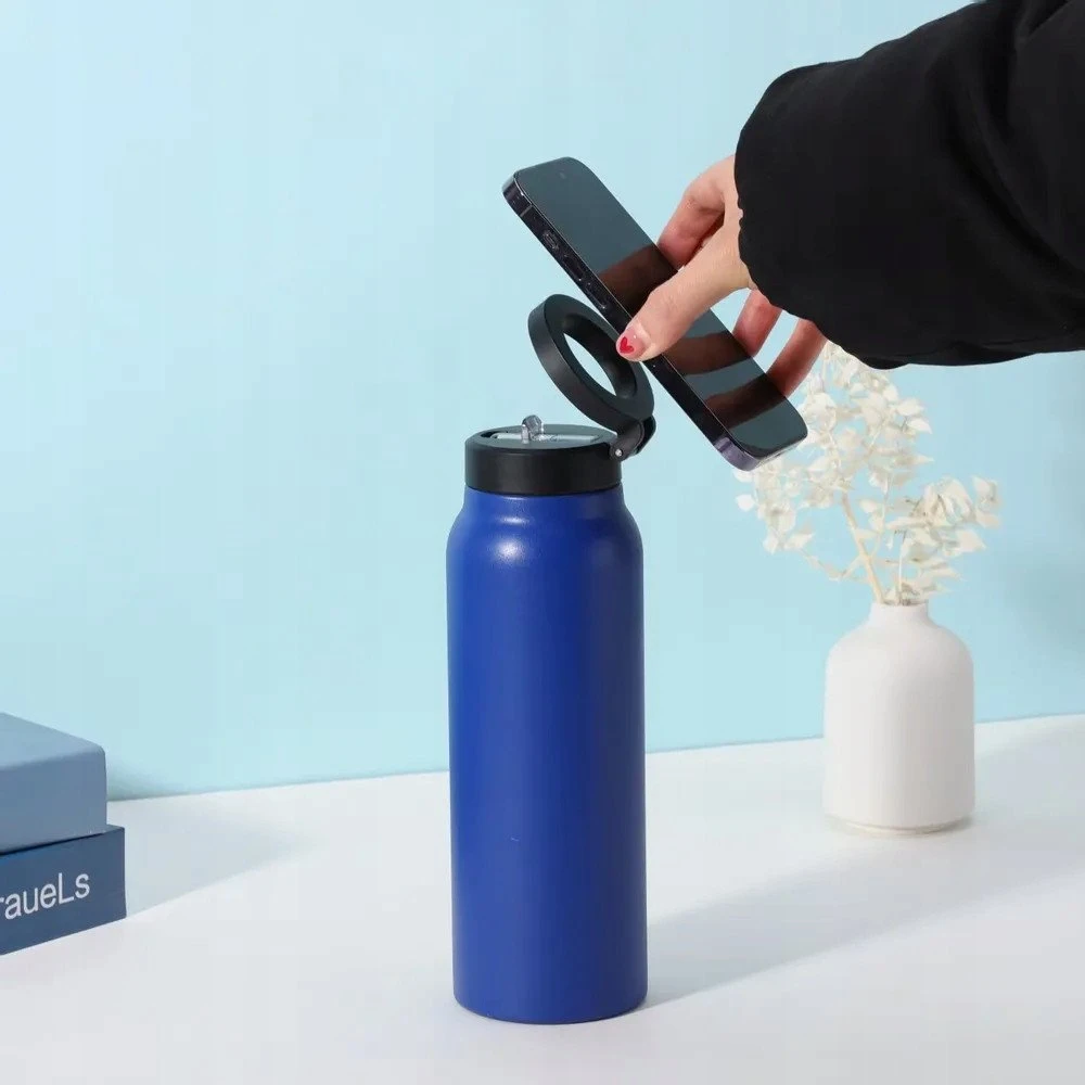 Gertuvė Oem Buteliukas / bidon na wodę metal su laikikliu kompatybilnym su Magsafe 950ml mėlyna