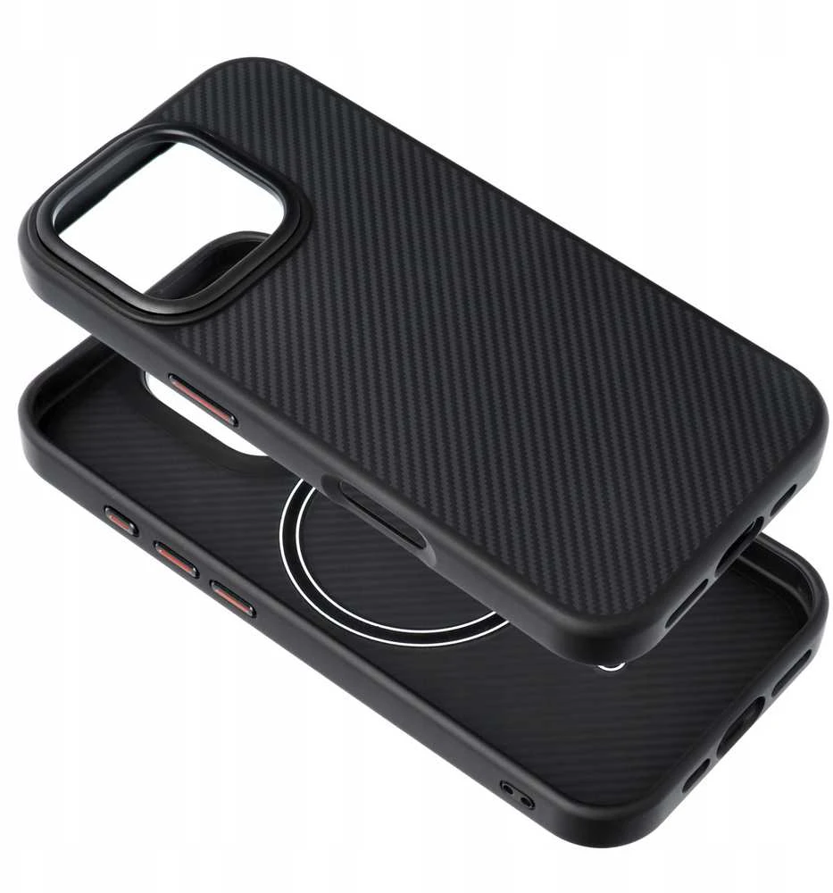 OEM dėklas, skirtas iPhone 16 PRO MAX, Carbon Elite Mag Cover, suderinamas su MagSafe juodas