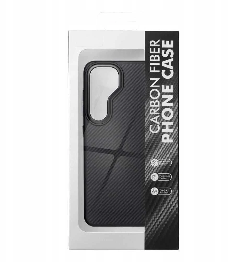 Oem Carbon Elite Mag dėklas suderinamas su MagSafe skirtas Samsung Galaxy S25 juodos spalvos