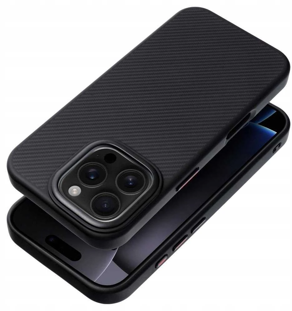 Oem Originalus „iPhone 17 Pro Max“ / „18 Pro Max“ dėklas (žemas kameros kraštas), „Carbon Elite Mag Cover“, suderinamas su „MagSafe“ (juodas)