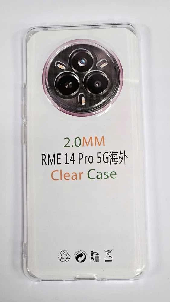 Realme 14 PRO skaidrus 2 mm dėklas (apsauga nuo kameros), skaidrus