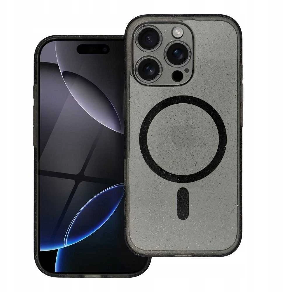 Oem Originalus „iPhone 16“ skaidrus „Mag“ dėklas – blizgučiai (STR / APSAUGA NUO FOTOAPAROS), suderinamas su „MagSafe“ rausvais blizgučiais