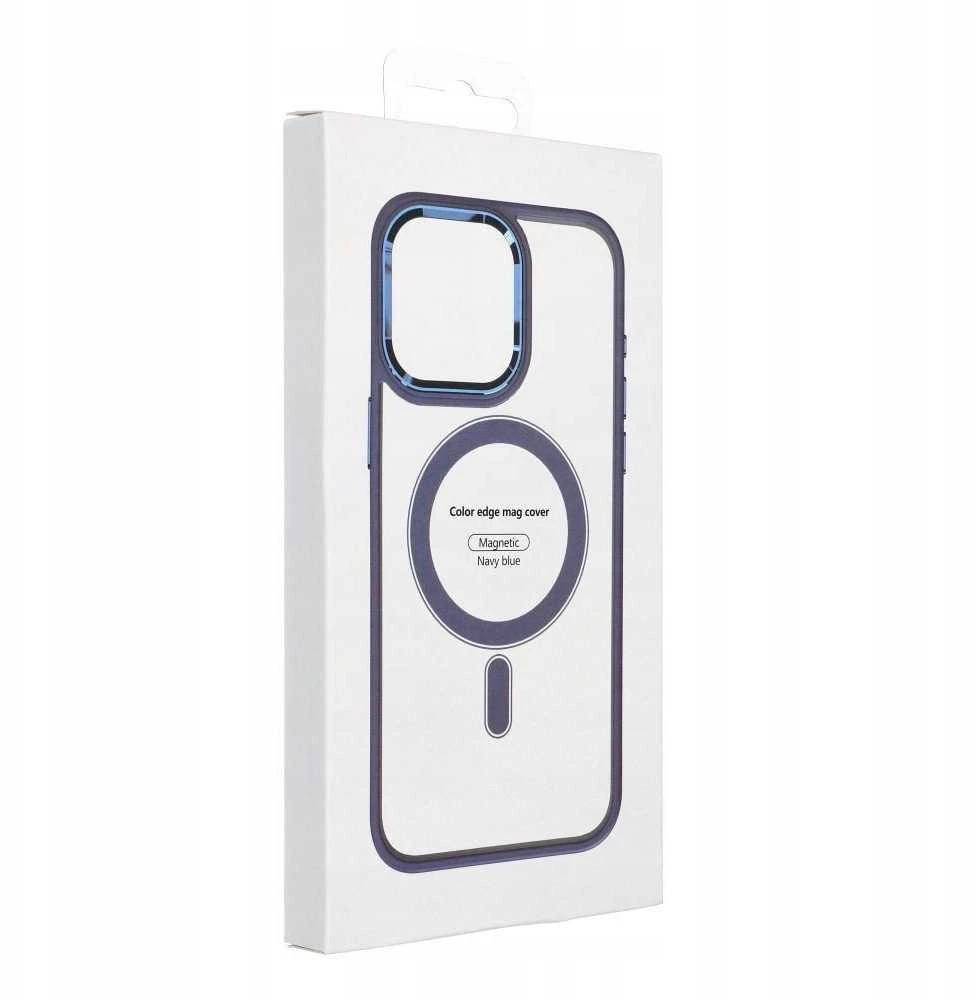 OEM dėklas, skirtas iPhone 16, spalvotas kraštas, MagSafe dėklas, mėlynas