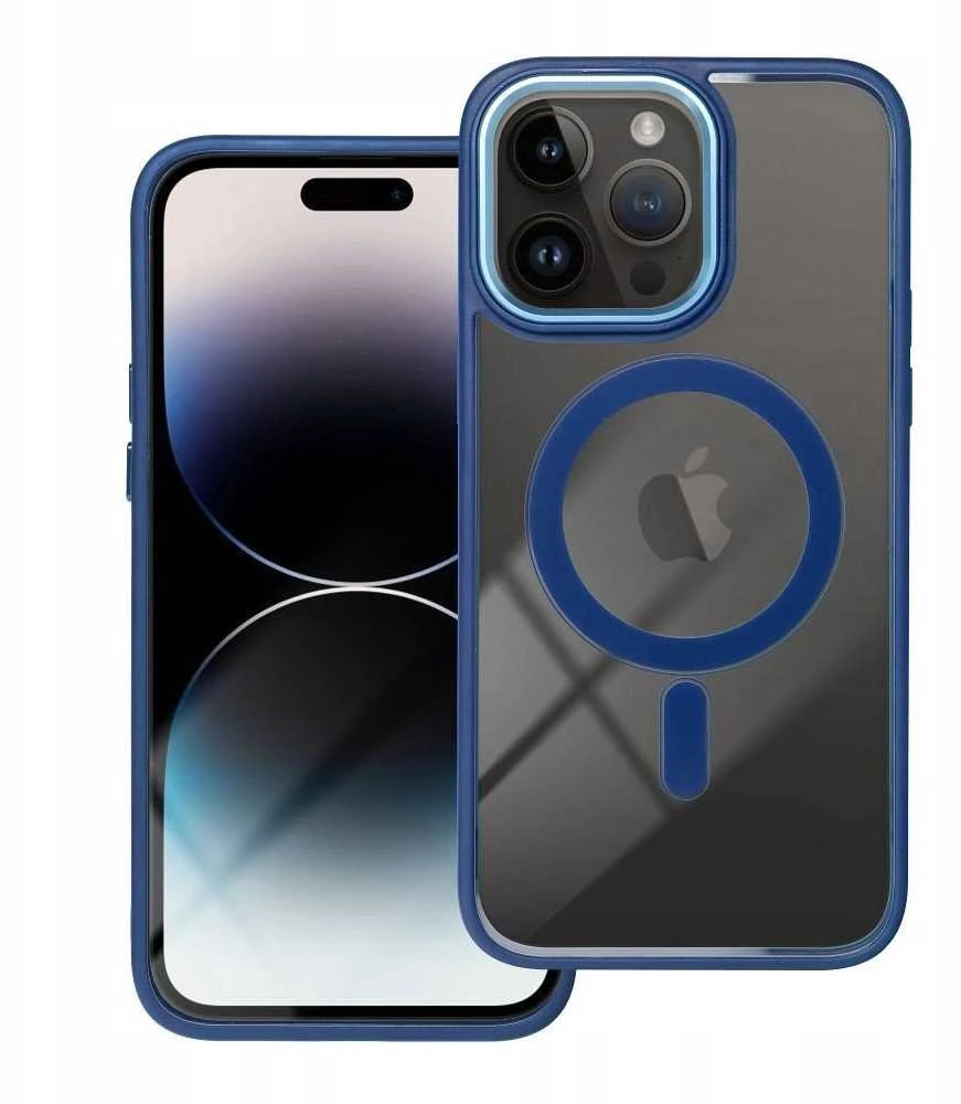 OEM dėklas, skirtas iPhone 16, spalvotas kraštas, MagSafe dėklas, mėlynas