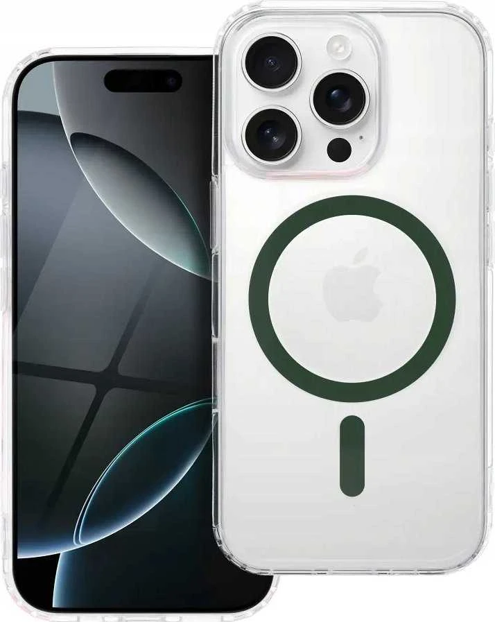 OEM dėklas, skirtas iPhone 15, „Drop Glue“ spalvotas žiedinis MagSafe dėklas, tamsiai žalias