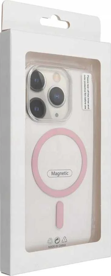 OEM dėklas, skirtas „iPhone 12 PRO MAX“, „Drop Glue“, spalvingas žiedinis „MagSafe“ dėklas, suderinamas su „MagSafe“, rožinis