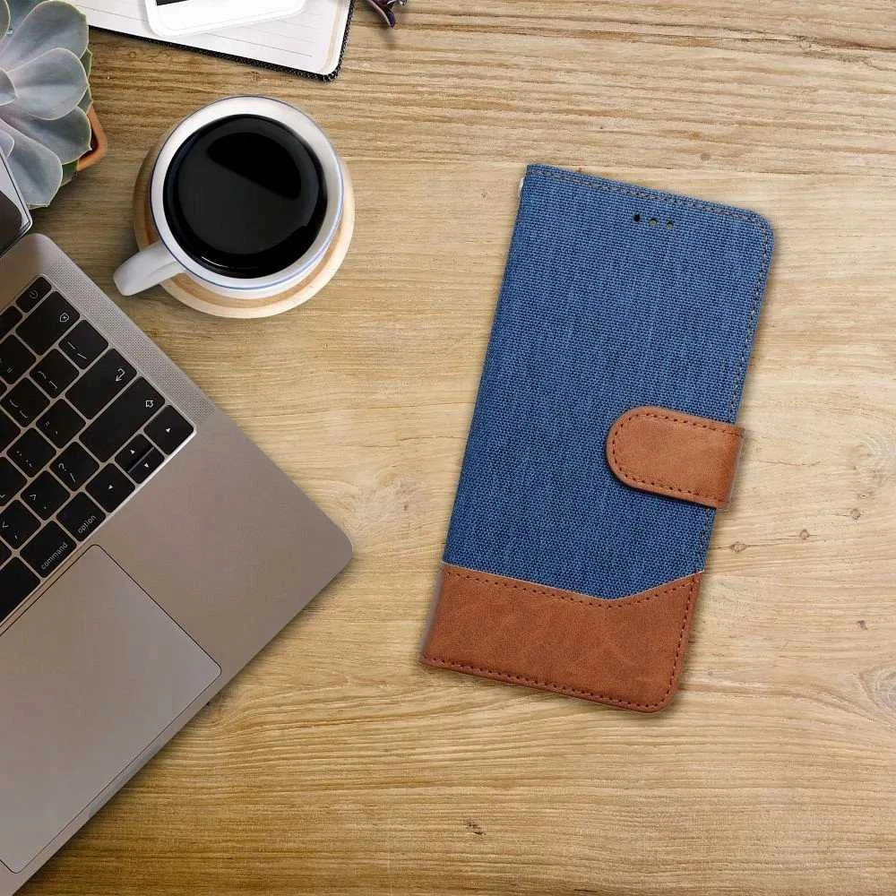 OEM atverčiamas dėklas iPhone 16e (SE 4 2025) Jeans Book mėlynas