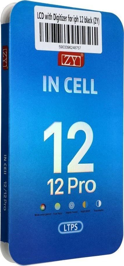 iPhone 12 / 12 Pro LCD ekranas su skaitmeniniu keitikliu, juodas (ZY-LTPS), perkeliamas IC