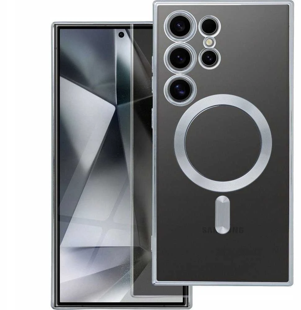 Oem ELECTRO MAG COVER dėklas suderinamas su MagSafe skirtas Samsung Galaxy S25 sidabro spalvos